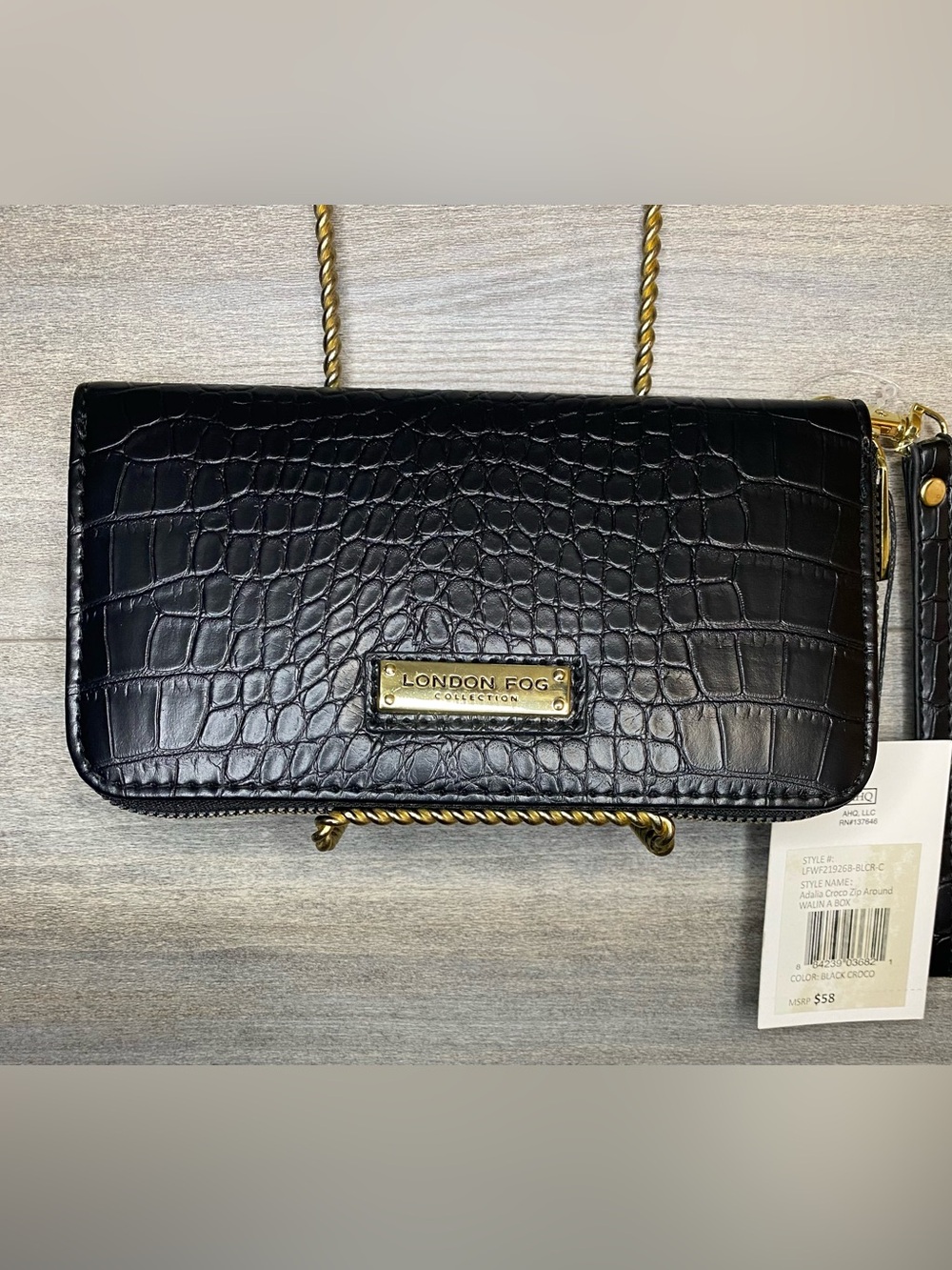 London Fog Adalia Croco Zip Around Wallet